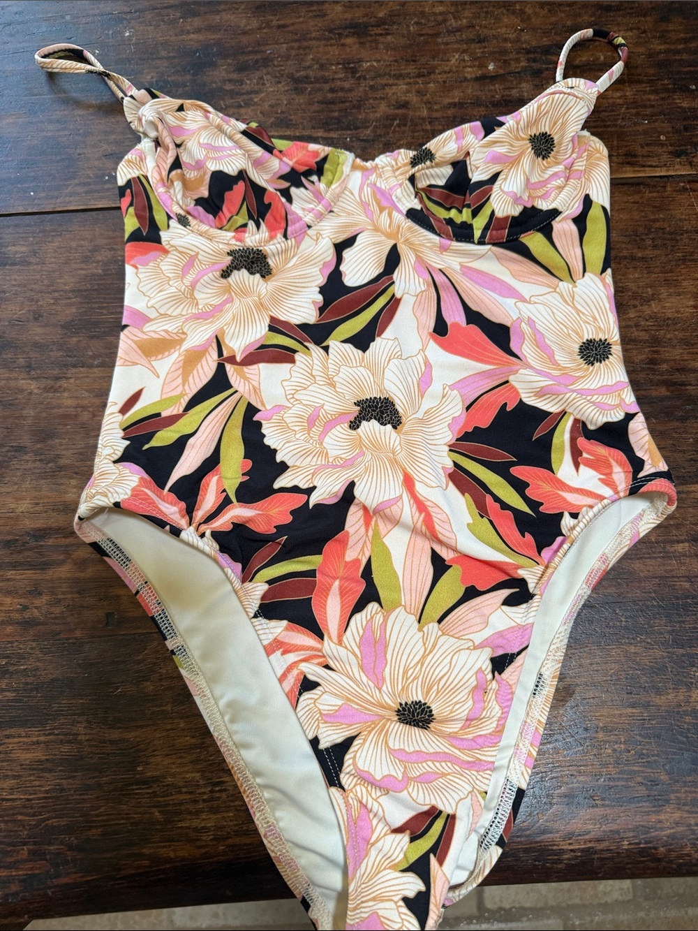 Billabong Girls Floral One-Piece Swimsuit - Pink, Black & Green